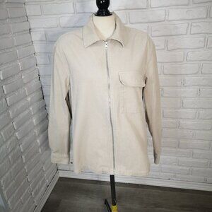H&M Men's Size Medium Full Zip Beige 100% Cotton Corduroy Jacket